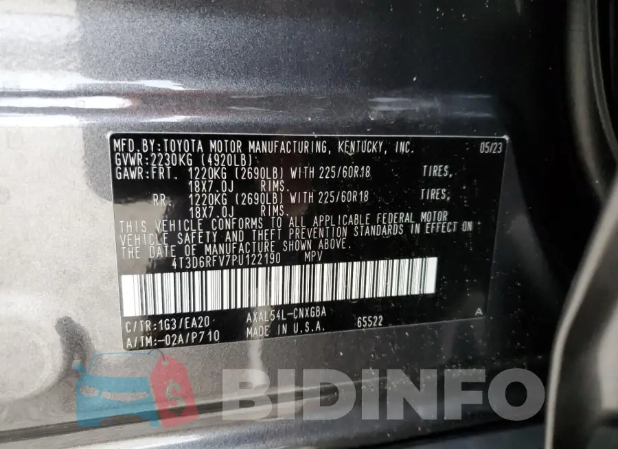 4T3D6RFV7PU122190 Photo# 13