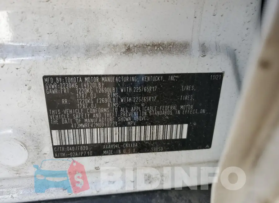 4T3MWRFV2MU040721 Photo# 13