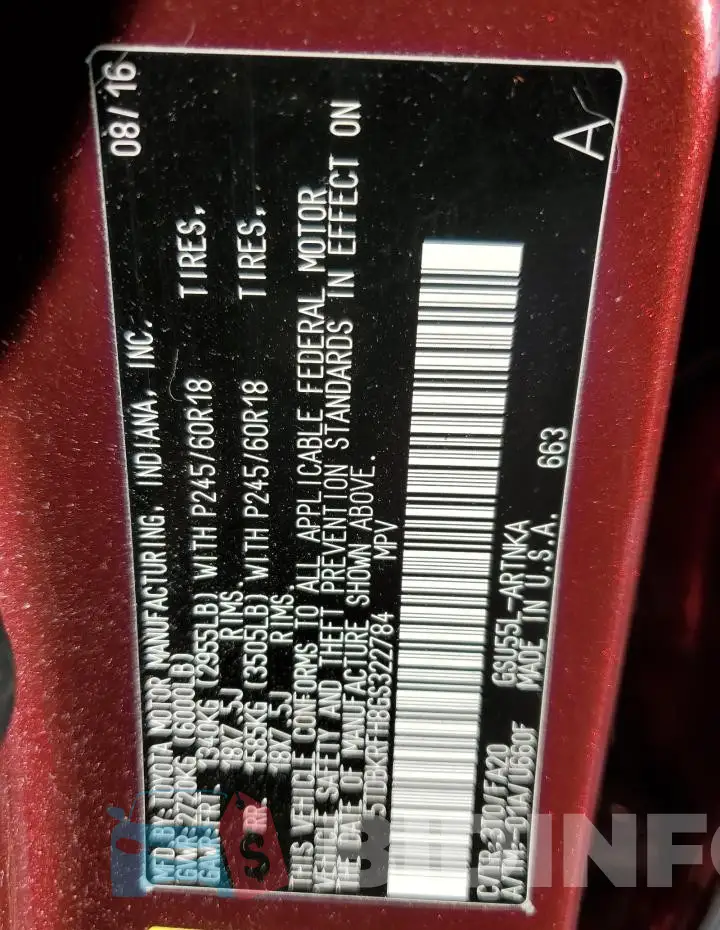 5TDBKRFH8GS322784 Photo# 12