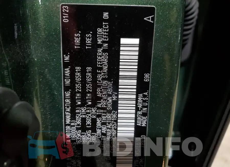 5TDKBRCH6PS571962 Photo# 13