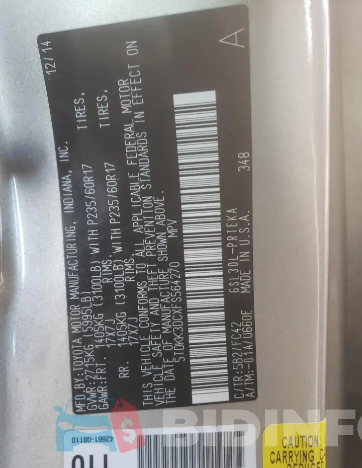 5TDKK3DCXFS564270 Photo# 13