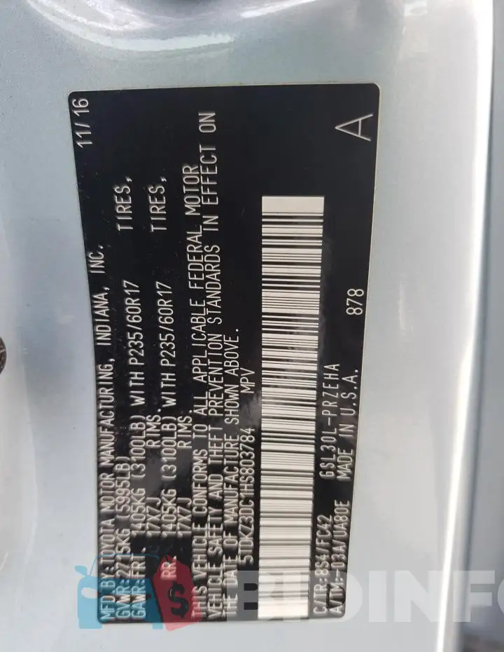 5TDKZ3DC1HS803784 Photo# 12