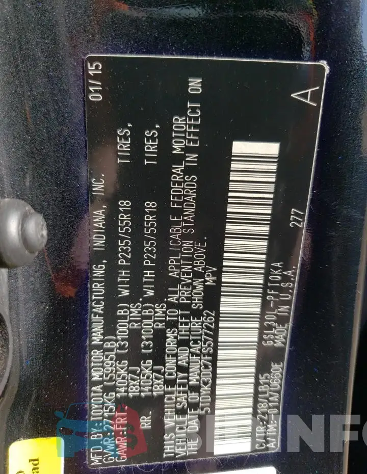 5TDYK3DC7FS577262 Photo# 13
