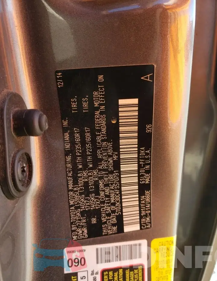 5TDZK3DC4FS570791 Photo# 13