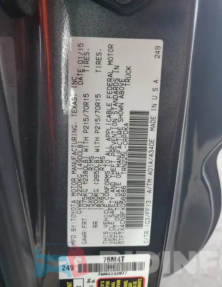 5TFTX4CN9FX056686 Photo# 12