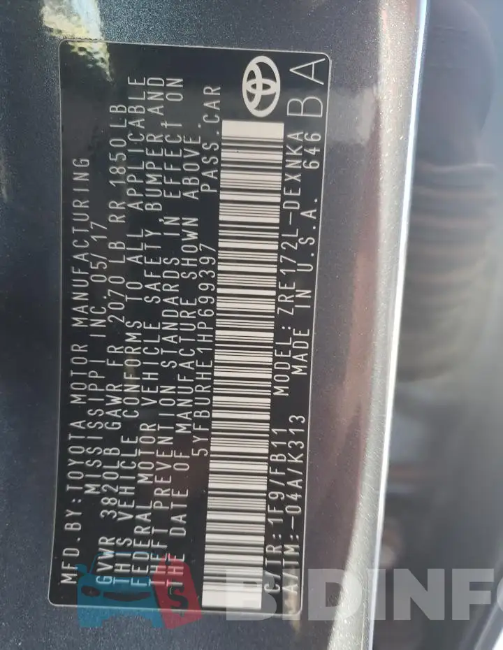 5YFBURHE1HP699397 Photo# 12