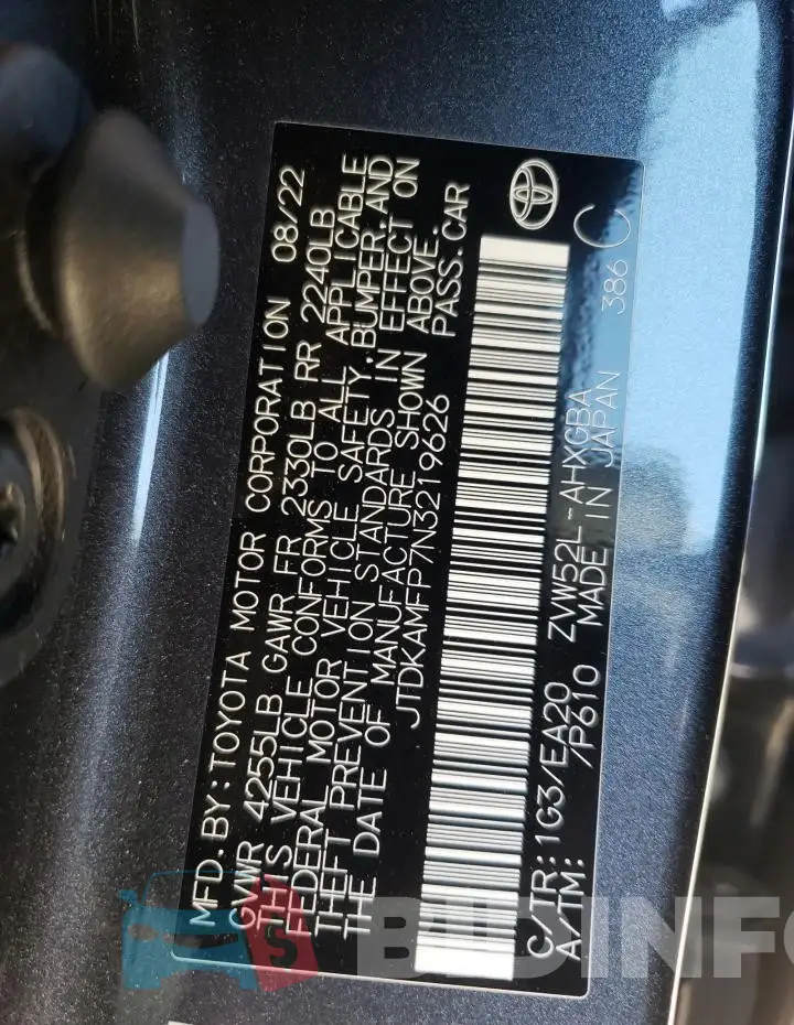 JTDKAMFP7N3219626 Photo# 13