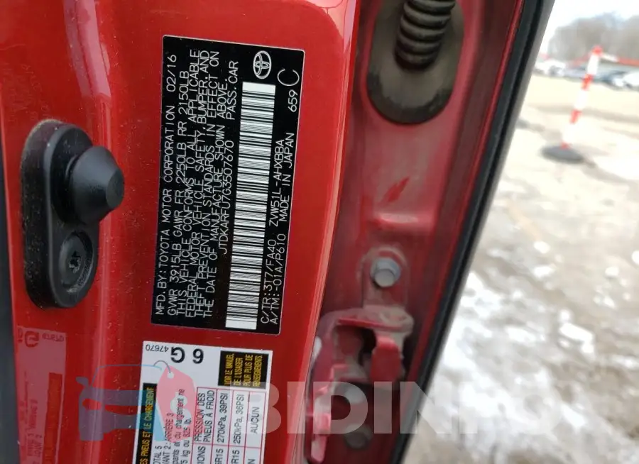 JTDKARFU7G3507670 Photo# 12