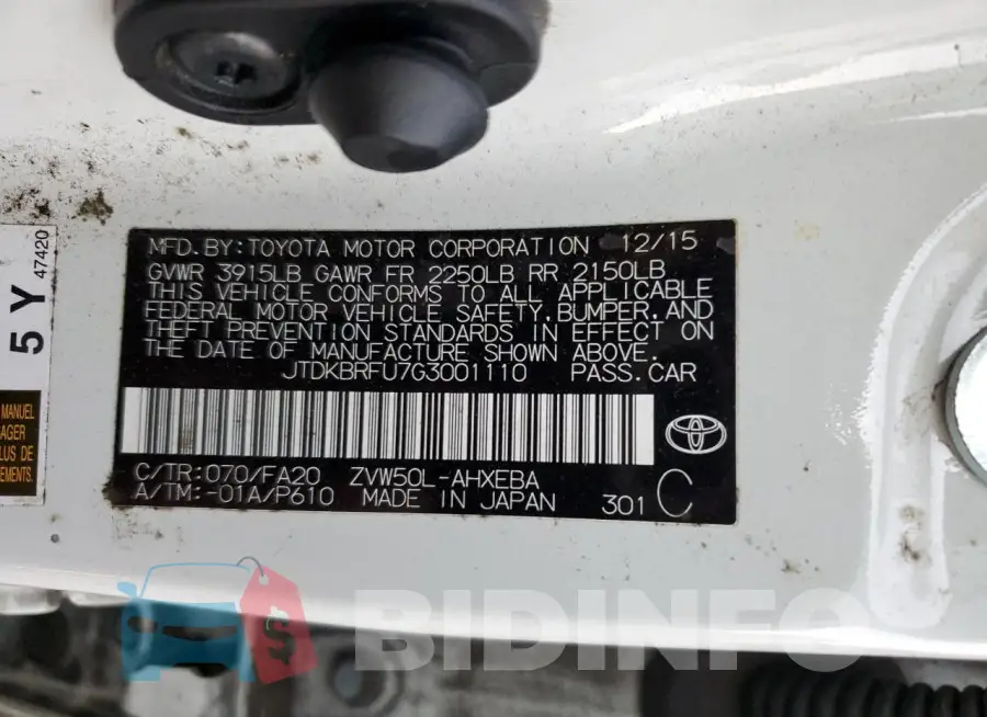 JTDKBRFU7G3001110 Photo# 12