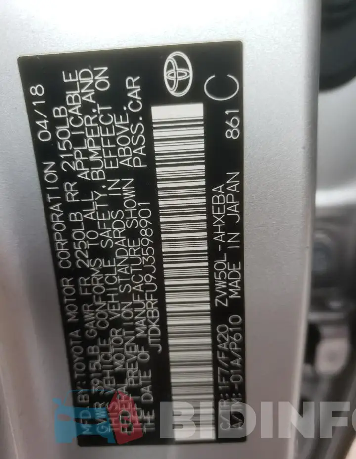 JTDKBRFU9J3598901 Photo# 13