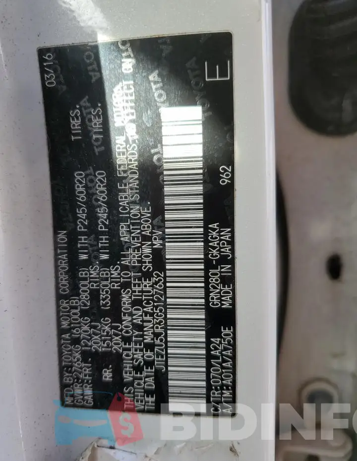 JTEZU5JR3G5127632 Photo# 12