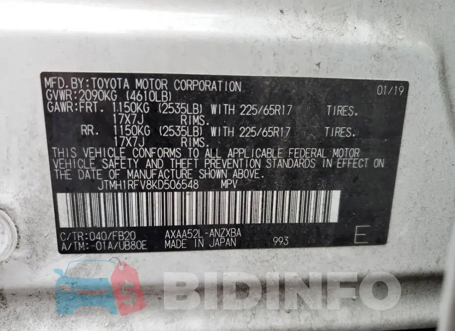 JTMH1RFV8KD506548 Photo# 12