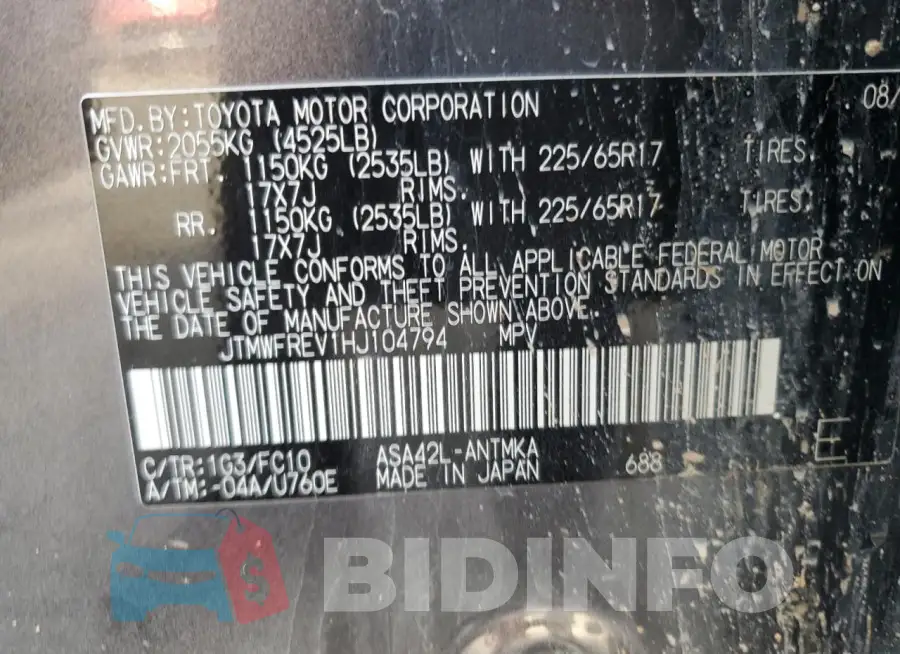 JTMWFREV1HJ104794 Photo# 13