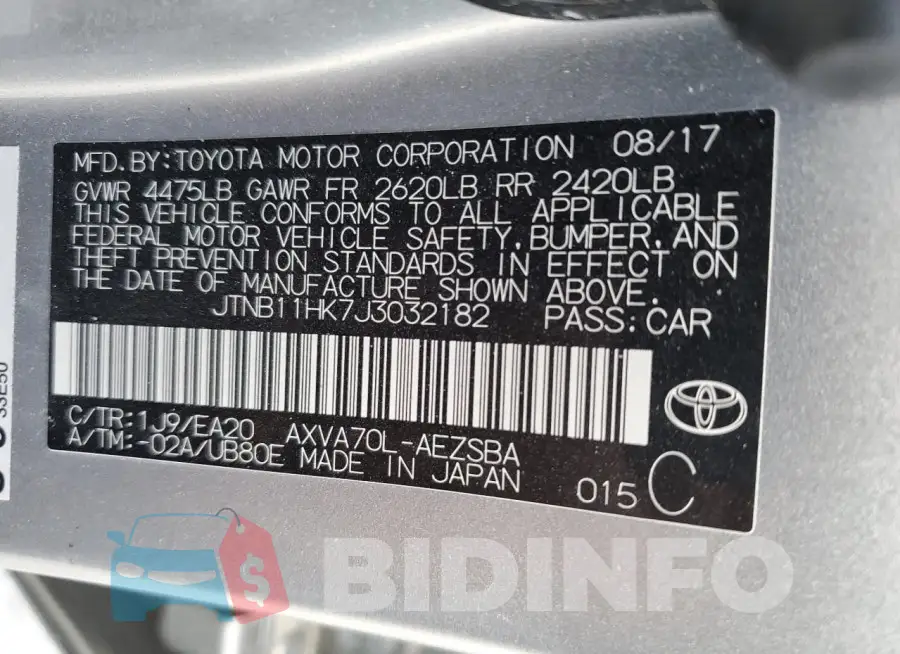 JTNB11HK7J3032182 Photo# 13