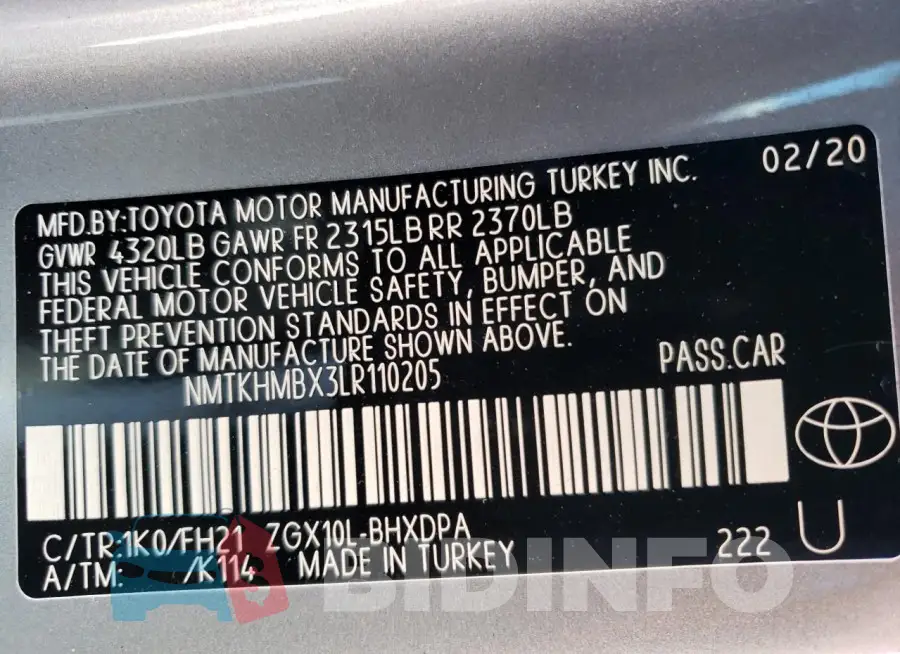 NMTKHMBX3LR110205 Photo# 13