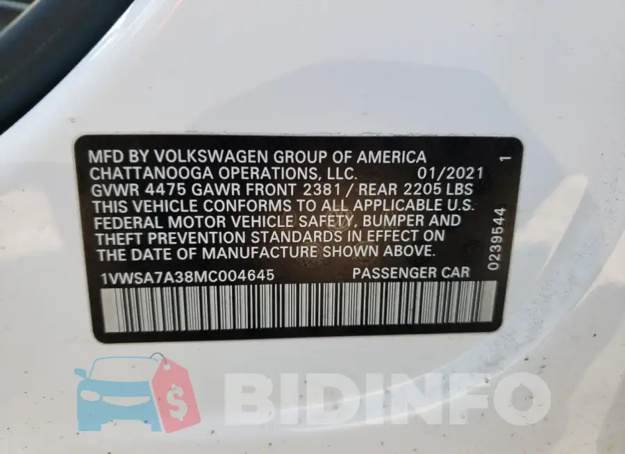 1VWSA7A38MC004645 Photo# 12
