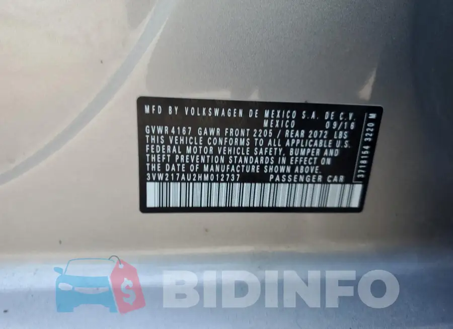 3VW217AU2HM012737 Photo# 12