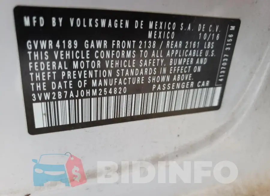 3VW2B7AJ0HM254820 Photo# 12