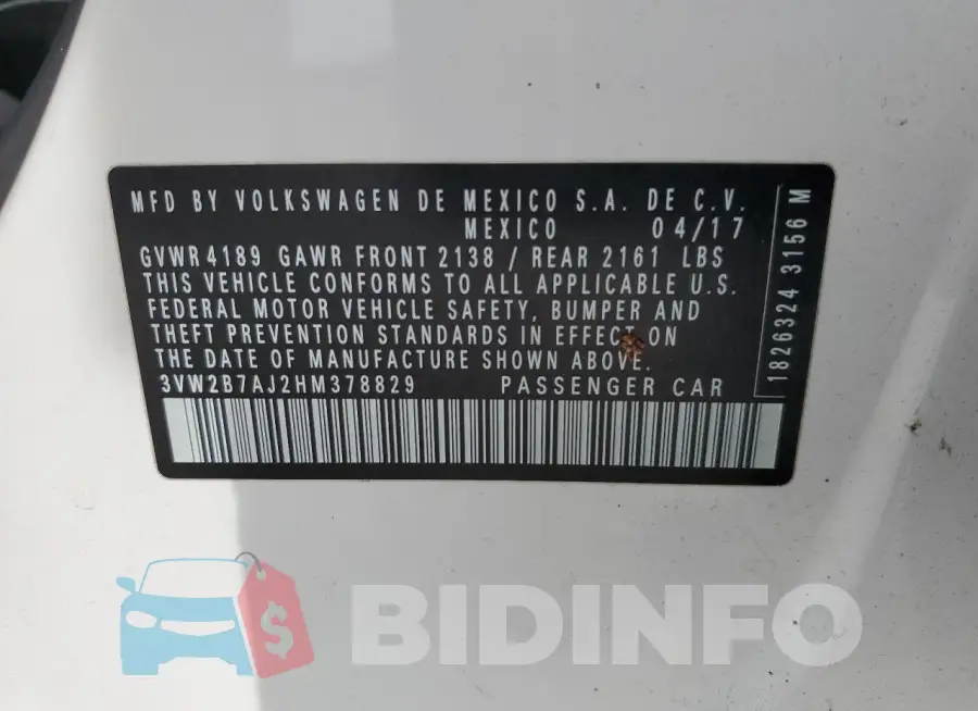 3VW2B7AJ2HM378829 Photo# 12