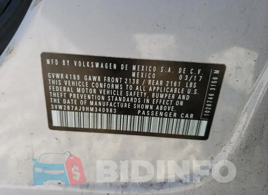 3VW2B7AJ9HM340983 Photo# 12