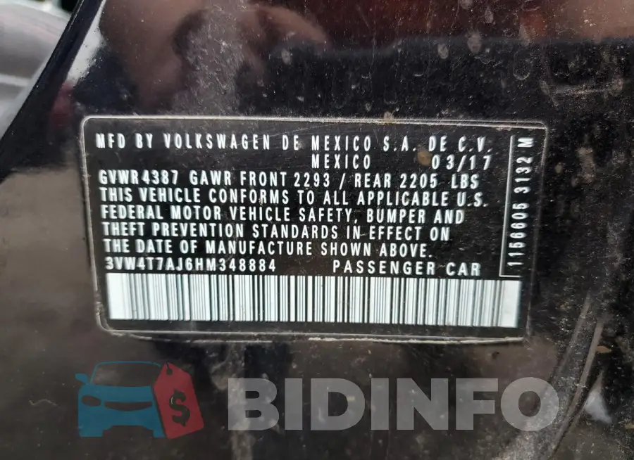 3VW4T7AJ6HM348884 Photo# 12