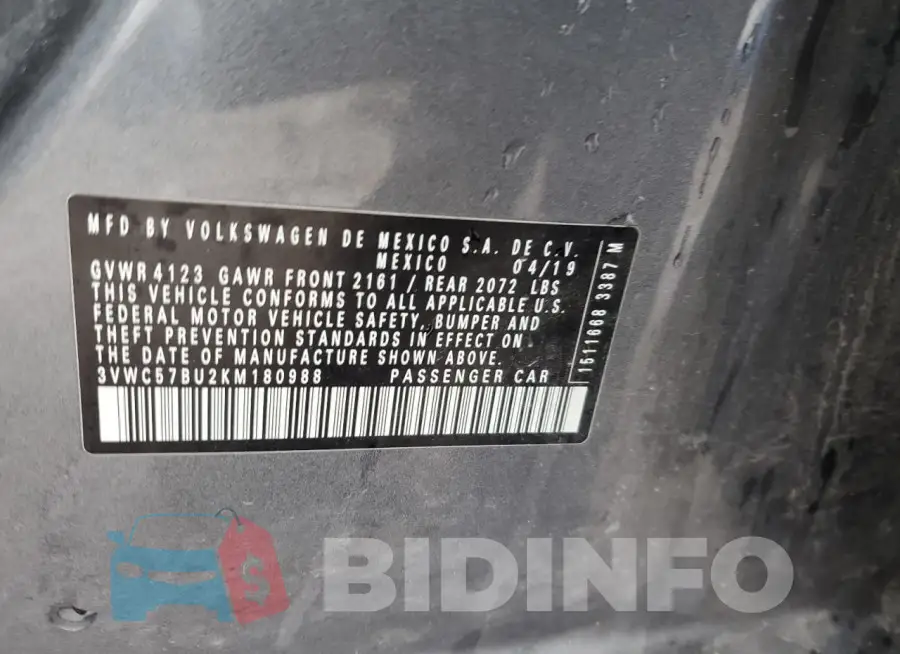 3VWC57BU2KM180988 Photo# 12