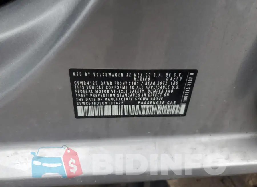 3VWC57BU3KM193622 Photo# 12