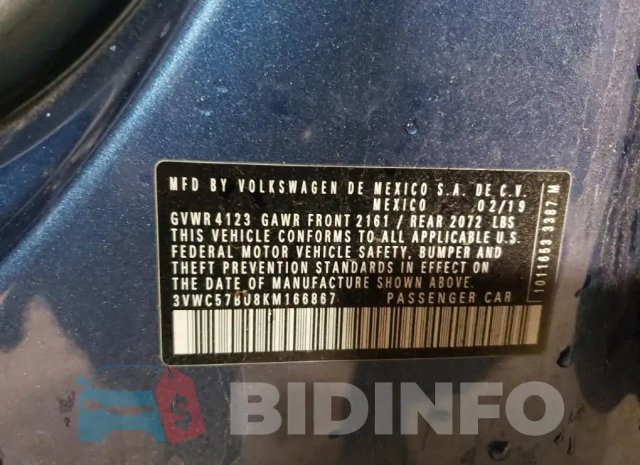 3VWC57BU8KM166867 Photo# 13