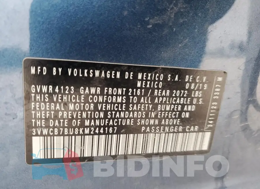 3VWCB7BU8KM244167 Photo# 13