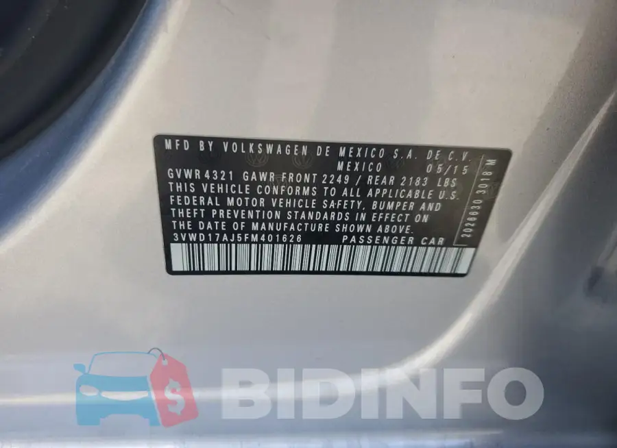 3VWD17AJ5FM401626 Photo# 12
