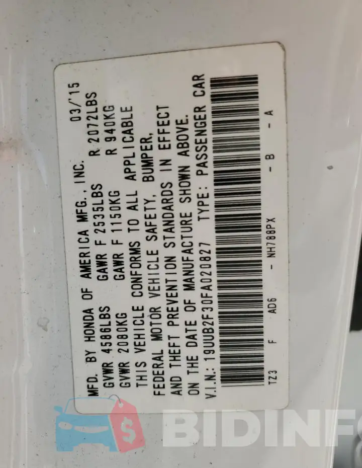 19UUB2F30FA020827 Photo# 12