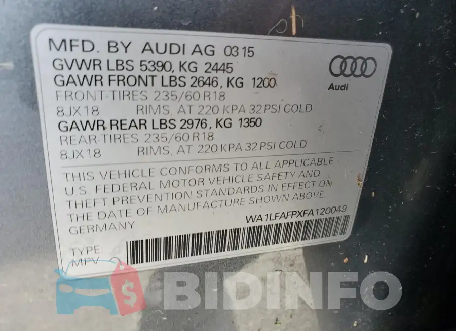 WA1LFAFPXFA120049 Photo# 14