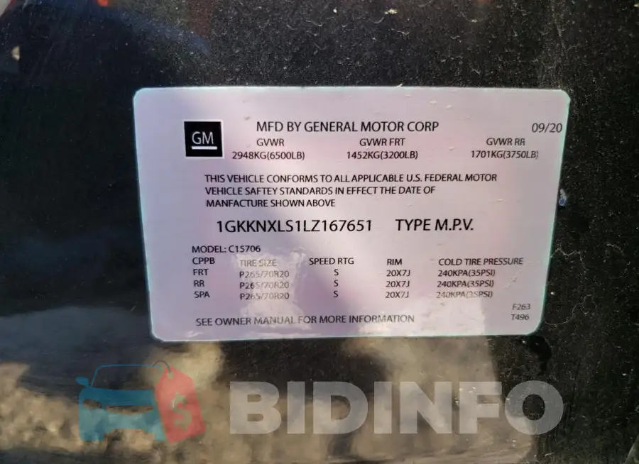 1GKKNPLS9LZ218023 Photo# 14