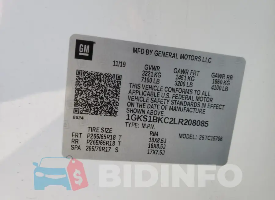 1GKS1BKC2LR208085 Photo# 14