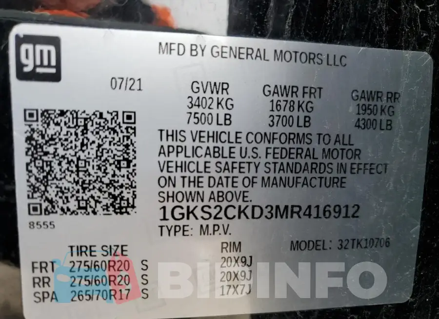 1GKS2CKD3MR416912 Photo# 13