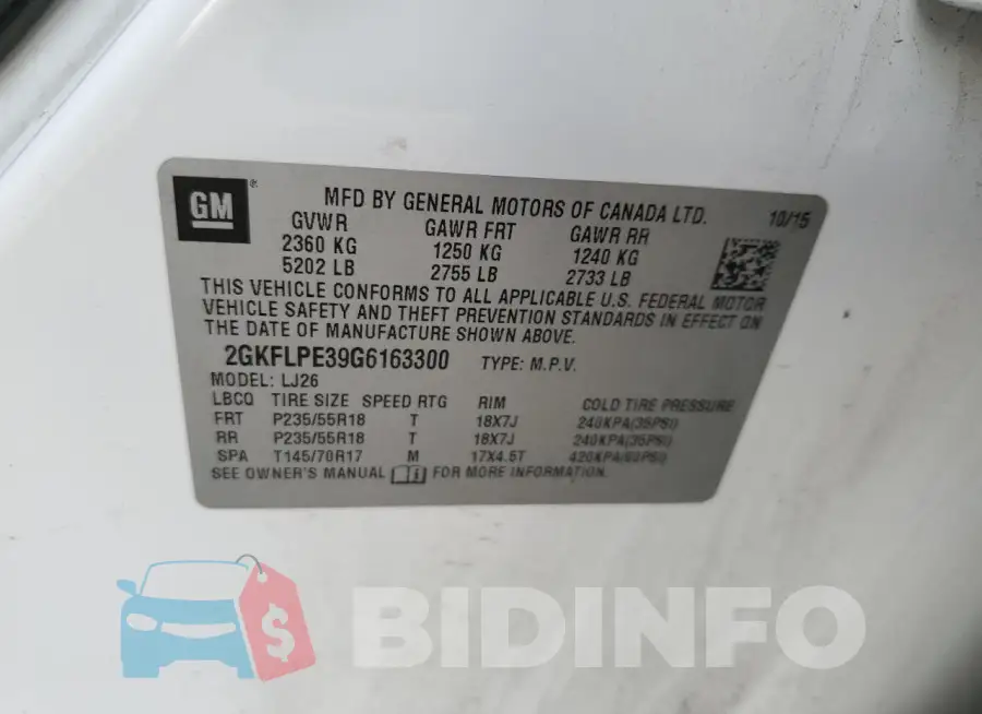 2GKFLPE39G6163300 Photo# 12