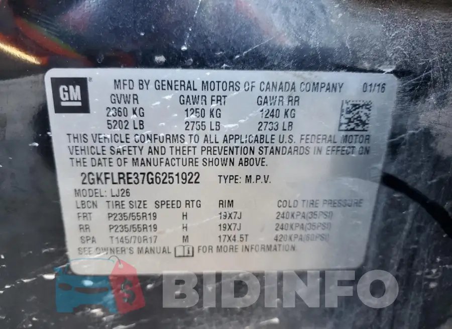 2GKFLRE37G6251922 Photo# 13