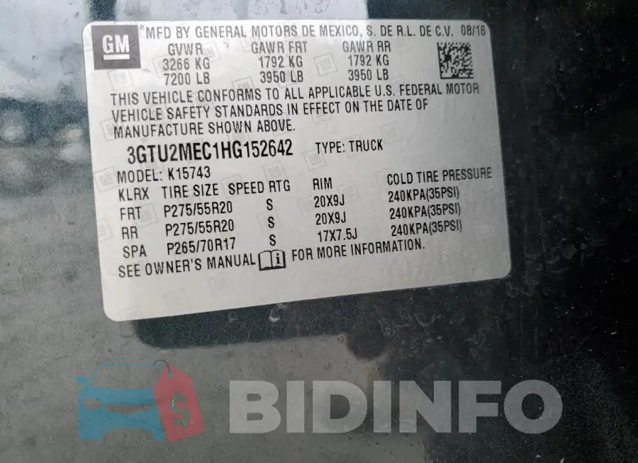 3GTU2MEC1HG152642 Photo# 12