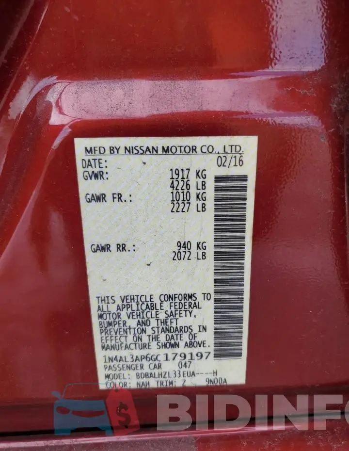 1N4AL3AP6GC179197 Photo# 12