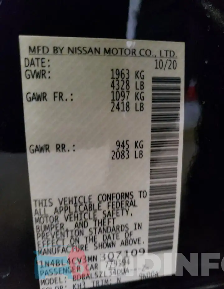 1N4BL4CV3MN307109 Photo# 12