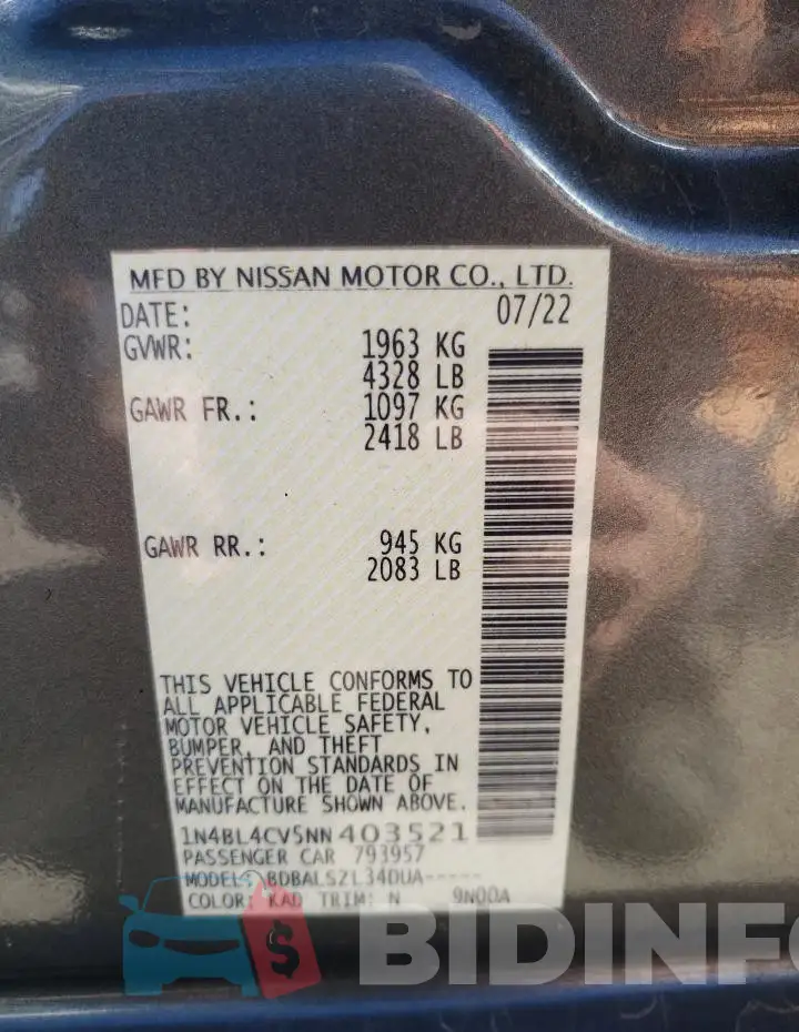 1N4BL4CV5NN403521 Photo# 13