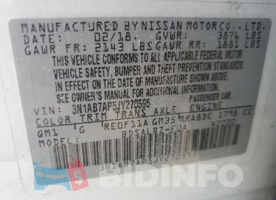 3N1AB7AP5JY270595 Photo# 13