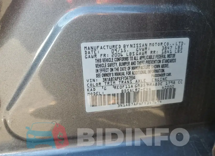 3N1AB7APXFY347694 Photo# 12