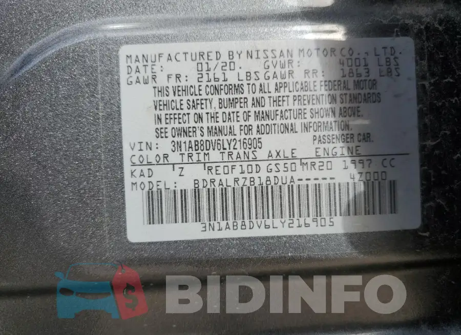 3N1AB8DV6LY216905 Photo# 13