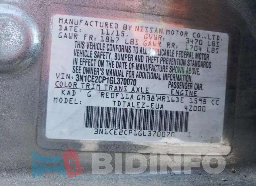 3N1CE2CP1GL370070 Photo# 12