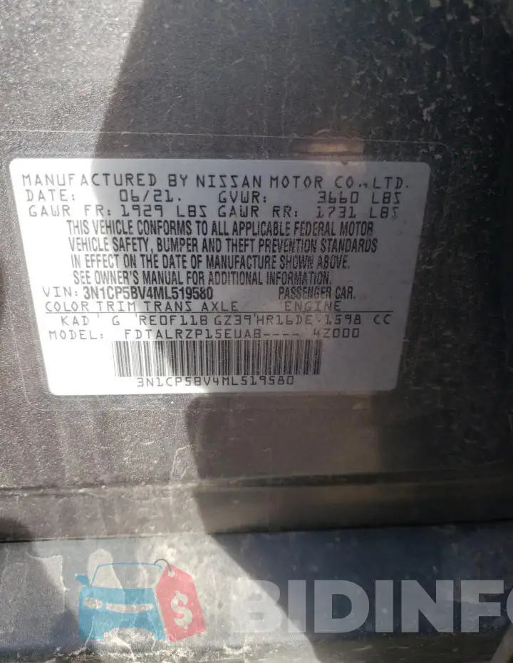 3N1CP5BV4ML519580 Photo# 13
