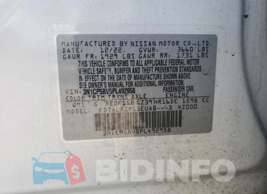 3N1CP5BV5PL492958 Photo# 13