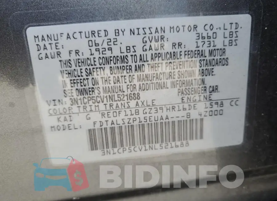 3N1CP5CV1NL521688 Photo# 14
