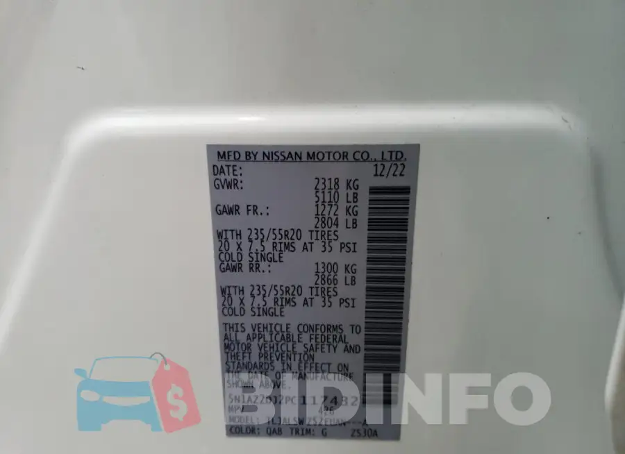 5N1AZ2DJ2PC117432 Photo# 12