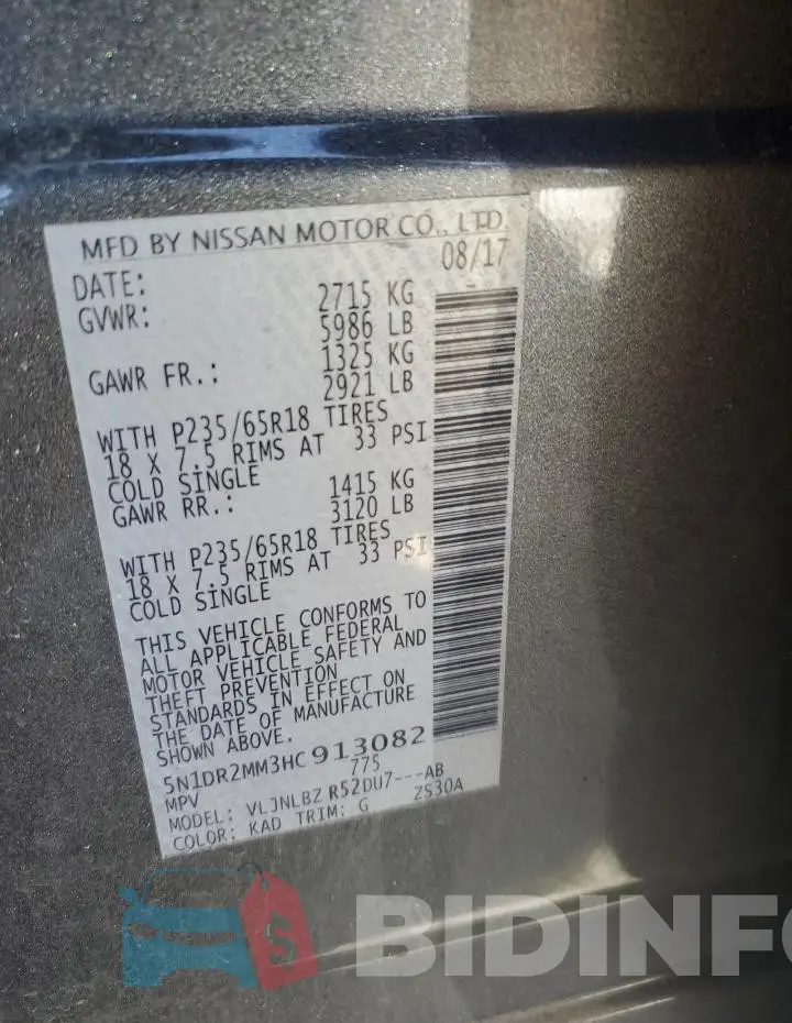 5N1DR2MM3HC913082 Photo# 12
